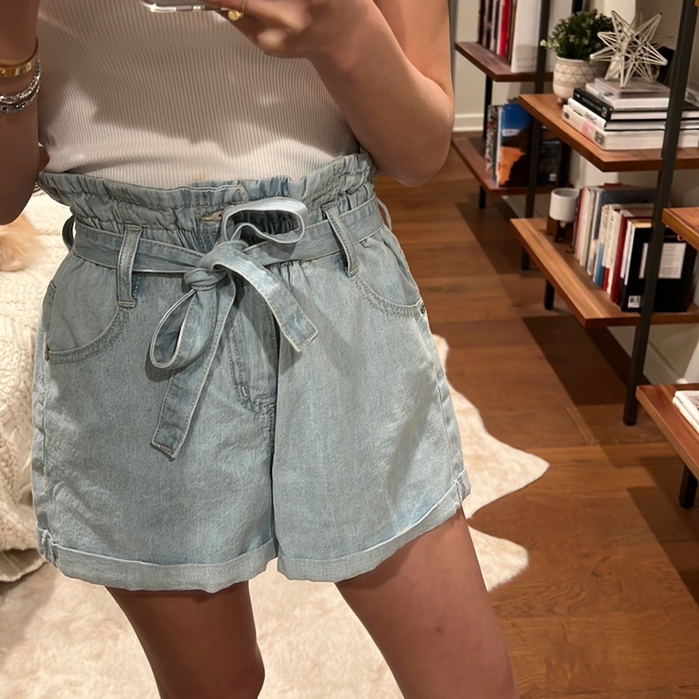 Paper bag waist shorts